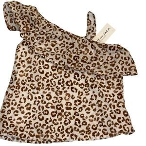NWT Janie & Jack 3T Leopard Print One Shoulder Ruffle Tank Top 100% Cotton